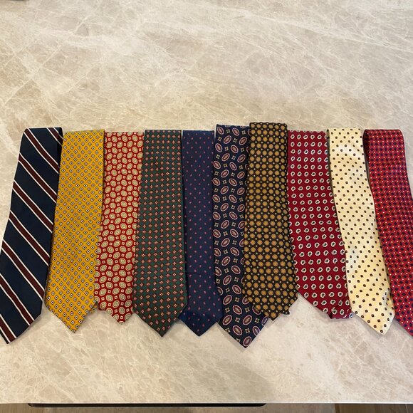 15 High End Patterned Silk Ties Brooks Brothers, YSL, Valentino, Hastings - Picture 3 of 15